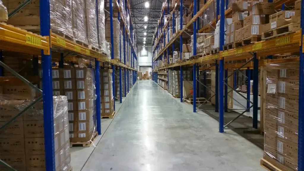 Furniture sourcing from China: packed goods stored in the warehouse before loading